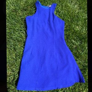 Royal blue racer back zip up knee length dress